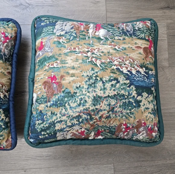 Handmade Equestrian Accent Pillows Set Of 2 Horse Deer Dogs Cabin Farmhouse - Picture 6 of 8